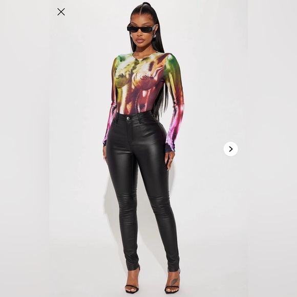 Fashion Nova Pants - Sammie High Rise Leather Pants - Black